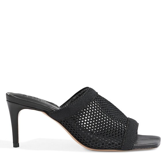 Schutz Sinara Mesh Heeled Slide Sandals Black - Picture 1 of 12